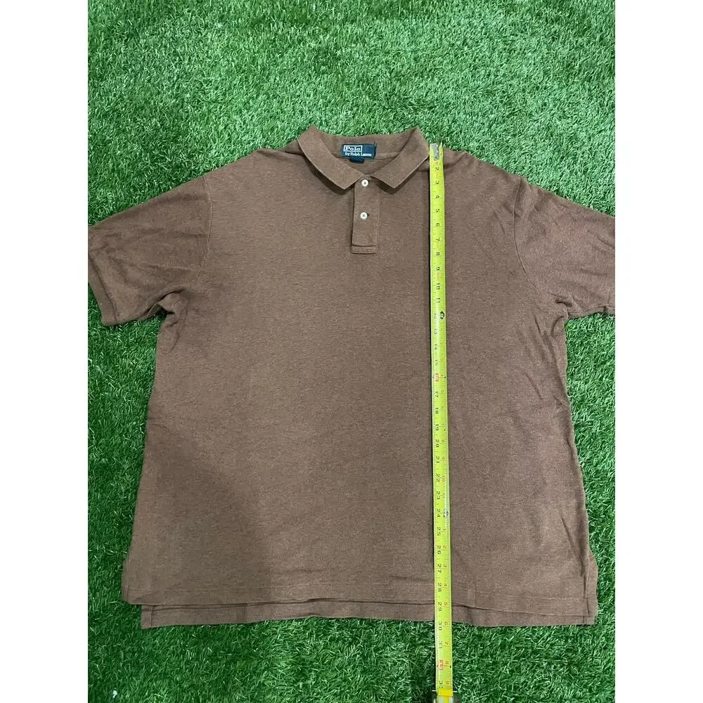 Polo Ralph Lauren Shirt Mens XXL Brown Pique Cotton Short Sleeve Casual Pony
